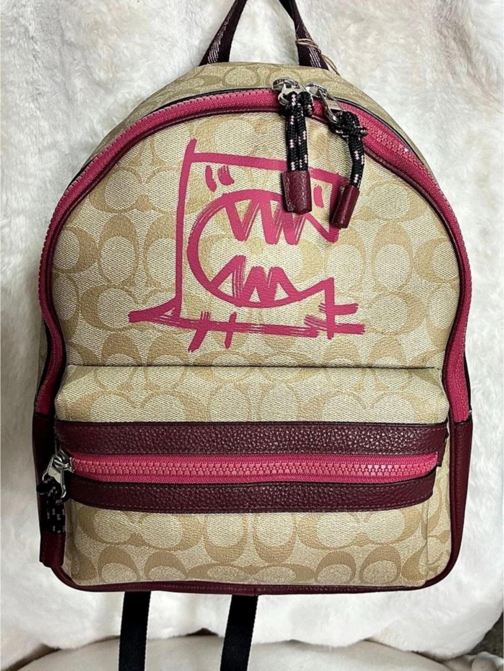 Coach Vale Medium Charlie Backpack in Signature Canvas with Rexy by Guang Yu